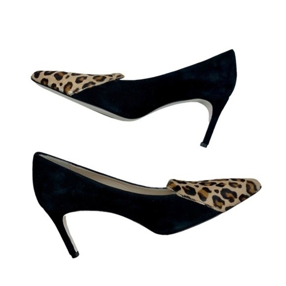 Ron White Cadence Pumps Leopard Calf Hair Fur and Black Suede Heels 36 / 5.5